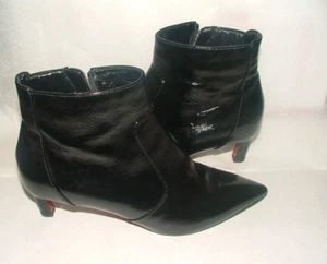 NEW WOB AQUATALIA ANKLE BOOTS SIZE 9.5 M MADE IN ITALY BLACK PATENT LEATHER #520 - Picture 1 of 11