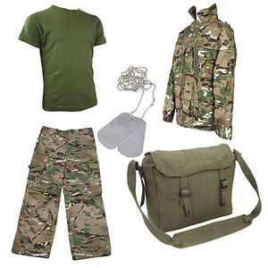 Kids Pack 8 HMTC Camo MTP Multicam Match Army Military Fancy Dress FREE Dog Tags - Picture 1 of 1