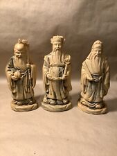 Set Of 3 Vintage Resin Chinese Wise Men,. Prosperity, Status And Longevity