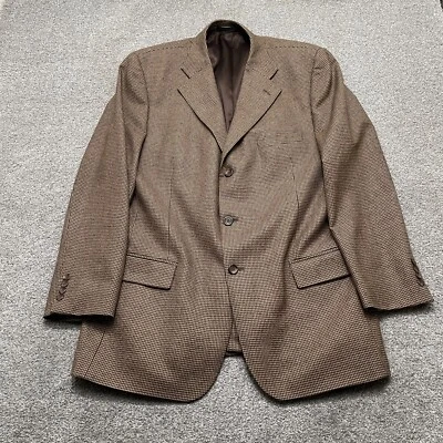 Harold Powell Blazer Jacket 44L Brown Houndstooth Loro Piana Wool Super 130s - Image 1 of 4