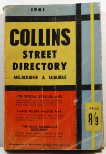 Collins Street Directory Melbourne and Suburbs 1961 worn book fold out map PB - Picture 1 of 15