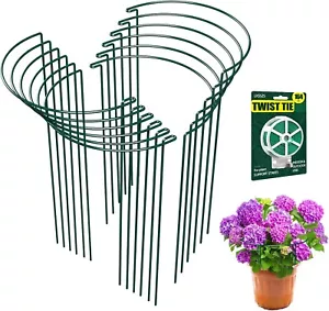 12 Pack Garden Plant Support Stakes, Half round Peony Cages and Supports, Metal - Picture 1 of 6
