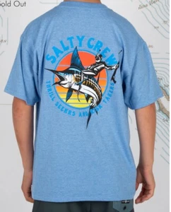 Salty Crew Sport Fishing Boy's Tee Shirt 8 to 14 Years Medium Blue Heather 6-53 - Picture 1 of 3