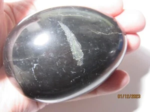 BLACK ORTHOCLASE OBSIDIAN FOSSIL Carved EGG 3.27" Height Collectible BOOFE-1 - Picture 1 of 15