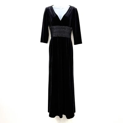 Vestido de Noche Papell Boutique Para Mujer 4 Negro Terciopelo De Colección Glamour Cachicho Formal  Foto 1 de 4