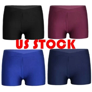Kids Girls Bottoms Stretchy Boy-Cut Shorts Sports Gymnastic Workout Pants - Picture 1 of 28