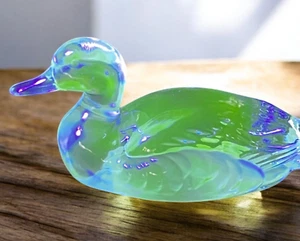 Vintage Murano Glass UV Reactive Manganese Mallard Duck - Picture 1 of 11