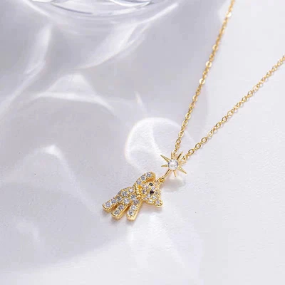 Women's Cute Bear Necklace Design Niche Titanium Steel Non-fading Clavicle Chain - Image 1 of 3