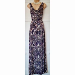 MANGO Size Small UK 8 10 Multicoloured Snakeskin Print Long Stretch Dress - Picture 1 of 7