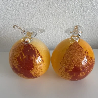 Lote De 2 Manzanas De Vidrio Fruta Estilo Murino Vintage Vidrio Soplado Foto 1 de 4
