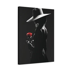 Red Rose & Silhouette Woman – Black and White Canvas | Gothic Wall Art - Picture 1 of 60
