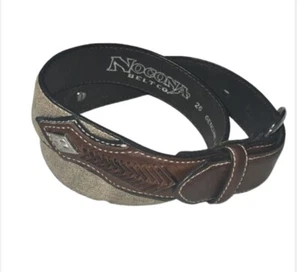 Nocona Western Belt Beige Suede Brown Leather Womens Size 26 - Picture 1 of 9