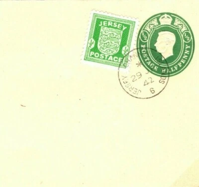 Channel Islands WW2 JERSEY First Day Cover Unusual FDC KGVI Stationery 93.23 - Image 1 of 4