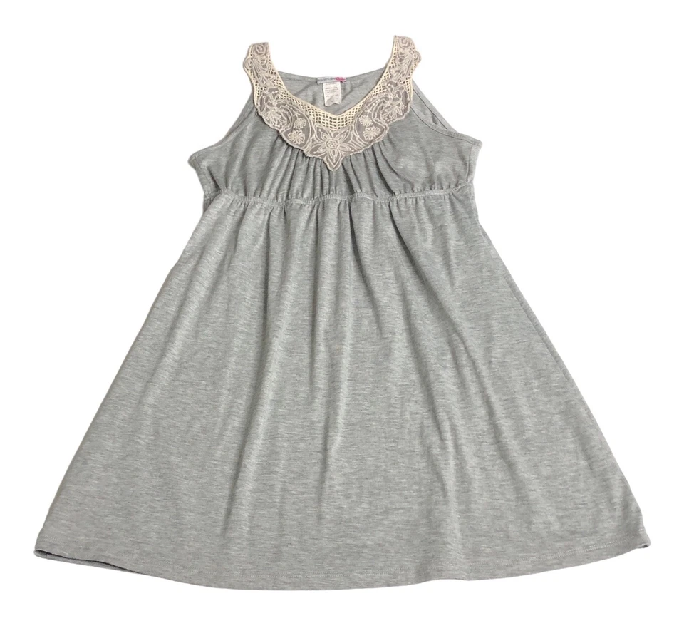 Body Central Mini Vestido L Gris Crochet Babydoll Túnica Top Y2K Hada Cottagecore Foto 1 de 4