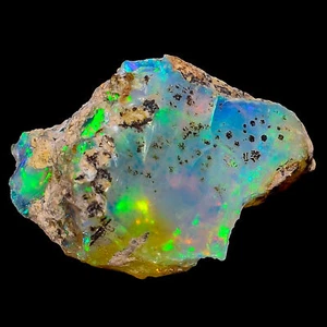 Natural Welo Fire White Ethiopian Opal Rough Gemstone 7.6 Ct 16X13X8 mm GC-32501 - Picture 1 of 3