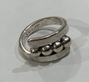 Sterling Silver 925 Navajo Designer Ball Bead Wrap Ring Sz 4.5 C42 - Picture 1 of 6