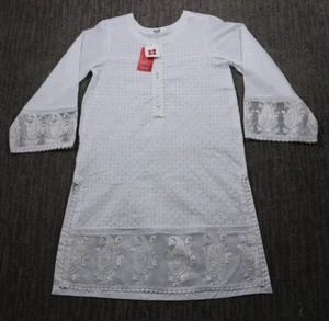 Nuevo con etiquetas Vestido túnica Gul Ahmed listo para usar para mujer S blanco bordado elegante belleza - Imagen 1 de 12