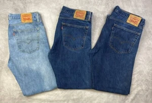 Levis 505 Jeans Denim Blue Pants 36x34 Lot Of 3 (Laundered) - Picture 1 of 11
