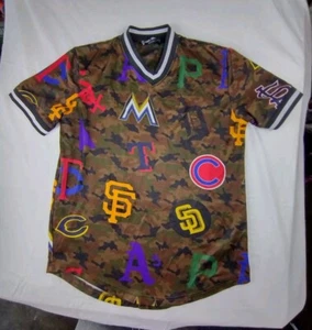 Rebel Minds MLB Logo Shirt Large Jersey Pullover Short Sleeve Camo - Picture 1 of 13