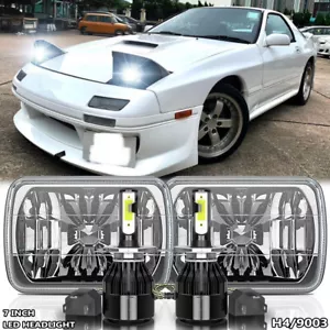 For Mazda RX-7 1986-1991 Pair 5x7" 7X6 inch LED Headlight Hi/Low Beam H4 Lights - Foto 1 di 16