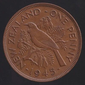 New Zealand 1945 One Penny George VI - almost Uncirculated - Picture 1 of 3