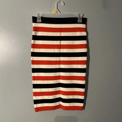 Falda vendada lápiz a rayas Juicy Couture azul marino blanco naranja talla grande Foto 1 de 3