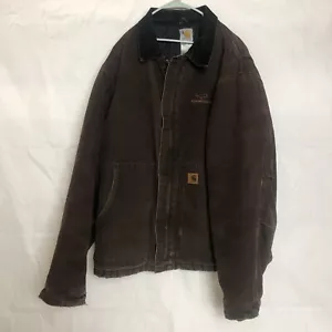 Giacca Anatra Vintage Carhartt C26 Arenaria Uomo XL Alta Marrone Scuro Foderata Tela Rara - Foto 1 di 13