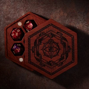 Oracle | Caja de dados DnD | MADERA CORAZÓN PÚRPURA | Bóveda de dados | Juego de dados DnD - Imagen 1 de 5