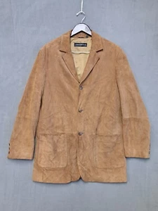 JHANE BARNES - 100% Suede LEATHER Mens 42 Blazer Jacket Brown - Picture 1 of 12