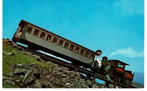 vintage Train on worlds first cog railway climbing white mountains NH Postcard - Picture 1 of 2