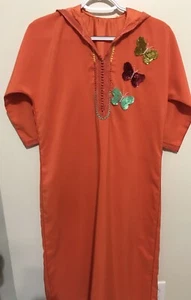 Moroccan Girl orange Hoodie Jalaba Party Holiday Dress Size 8-10 - Picture 1 of 10