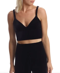 Commando Womens Black Velvet Longline Bralette L72647 Size M/L - Picture 1 of 4