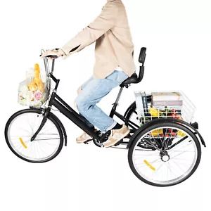 24 Zoll Dreirad für Erwachsene 3-Rad 7-Gang Senioren Fahrrad mit Einkaufskorb DE - Bild 1 von 11