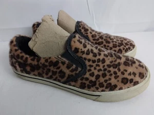 Justice Leopard Print Faux Fur Slip On Sneakers Shoes Girls Size 4 - Picture 1 of 10