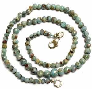 Natural Rare Gemstone Larimar 4 to 7MM Faceted Round Beads Necklace 16 Inch - Picture 1 of 1