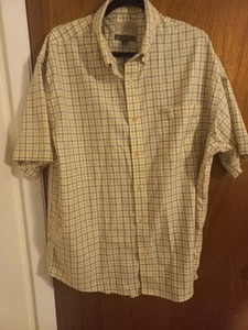 Cabelas Shirt Mens XL/TG Yellow Plaid Button Down Casual 100% Cotton SS - Picture 1 of 10