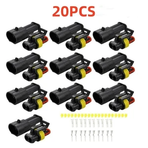 2Pin Way Car Waterproof Male Female Electrical Wire Cable Connector Plug Kit - Picture 1 of 10