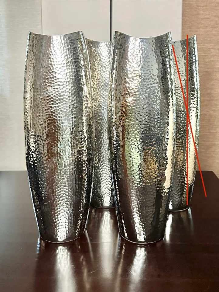 Hohe Design Vase, Aluminium gehämmert, 52 cm, 3 x vorhanden, Neu / B-Ware - Bild 1 von 4