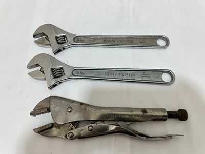 2- 10"  Adjustable Wrenches MADE IN USA CRAFTSMAN & CRAFTSMAN locking pliers - Image 1 of 4
