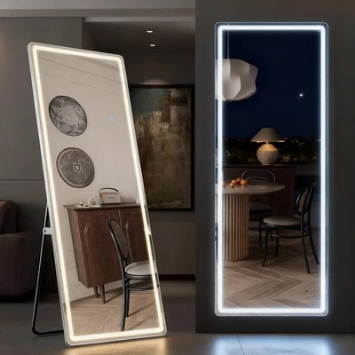 64" x 21" Full Length Floor Mirror with Adjustable LED Light Wall Mounted Mirror - Image 1 of 4