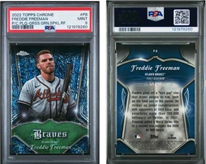 2022 TOPPS CHROME PINSTRIPED PLAQUES FREDDIE FREEMAN GREEN SPECKLE /99 PSA 9 - Picture 1 of 1