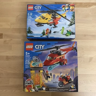 Lot of 2 LEGO City Helicopter Sets: 60179 Ambulance & 60281 Fire Rescue - Image 1 of 3