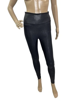 Spanx Mujer Talla Pequeña Imitación Cuero Piel de Serpiente Leggings Cintura Negra Foto 1 de 4