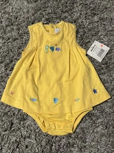 NWT Vtg First Moments Sealife Baby Girl's One Piece Yellow Skirted Romper 3-6 Mo - Picture 1 of 6