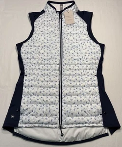 Peter Millar Women’s Vest Sz XS White Navy Paisley Quilted Golf FREE SHIP $225 - Picture 1 of 9