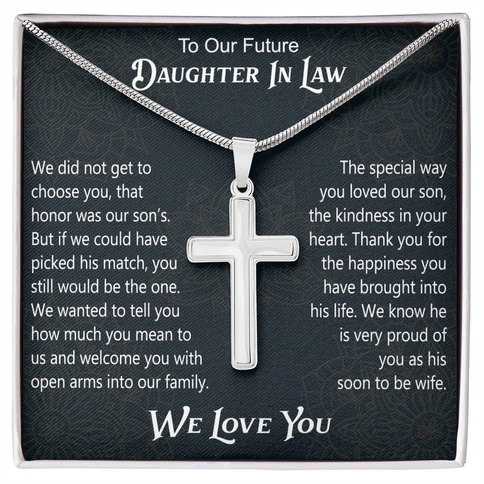 Artisan Cross Necklace for Future Daughter-in-Law on Wedding Day, Gift for Bride - Image 1 of 1