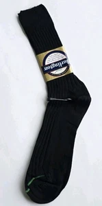 Burlington 100% Algodón Crew Negro Calcetines Zapato Talla 8.5-9 Estilo BB130 Hecho en EE. UU. - Imagen 1 de 5