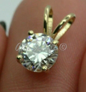 2.95Ct Round Moissanite Pendant 14K Yellow Gold + Silver Chain Included 💎 - Picture 1 of 6