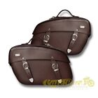 Pair Side Panniers IN Brown Leather 20 L x2 Quick Release Click-Fix 40lt