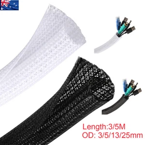 Mesh Split Braided Sleeve Cord Protector Wire Loom Tube Cable Self Closing Wrap - Picture 1 of 10